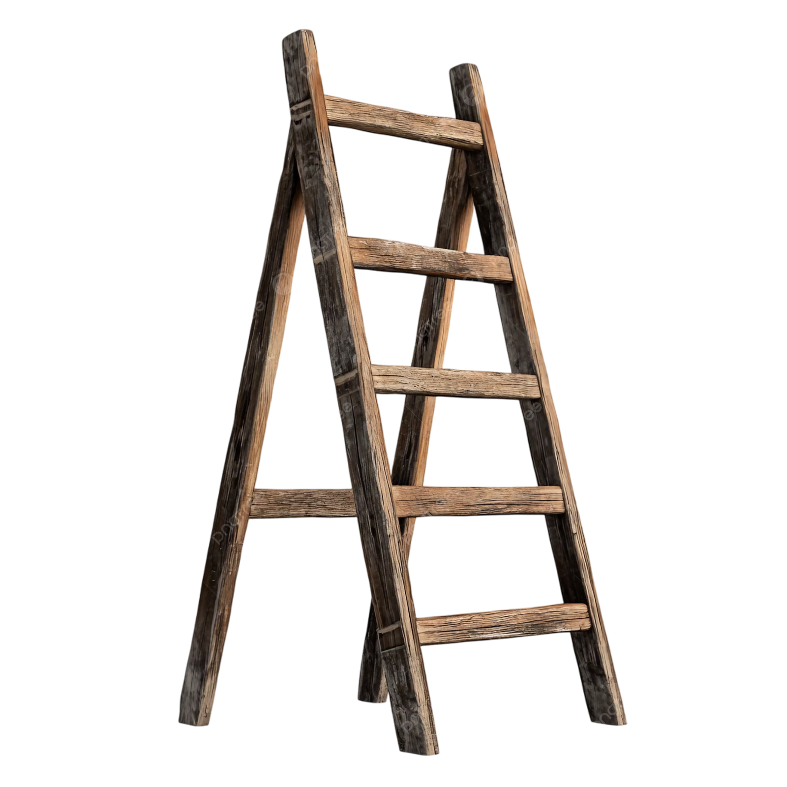 a wooden ladder on a white background