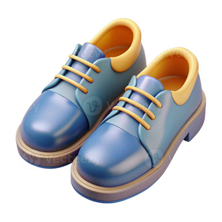 a pair of blue shoes on a white background