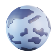 a blue sphere with a white background