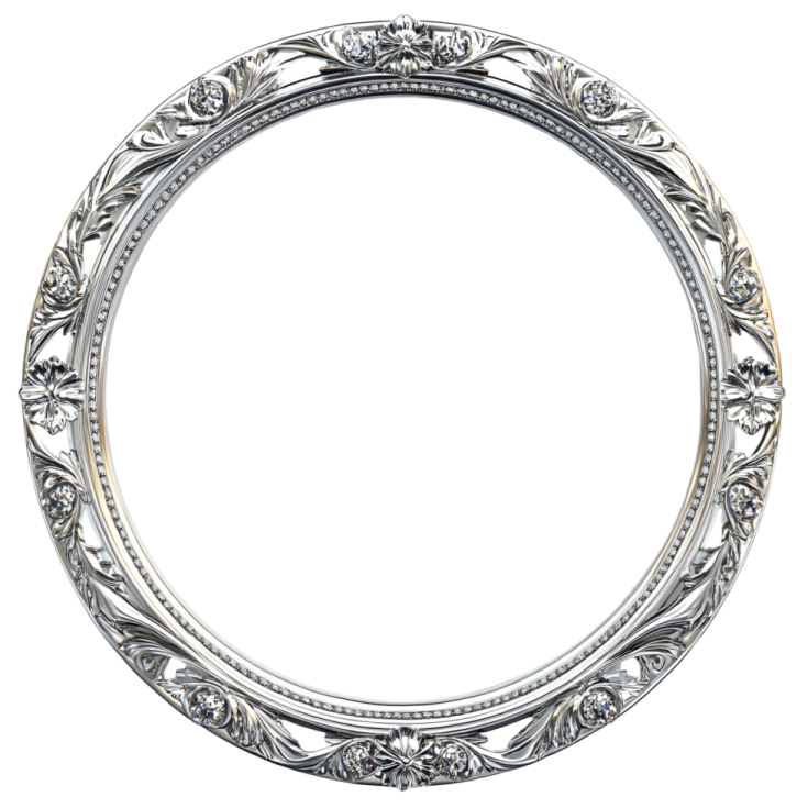 an ornate silver frame with diamonds on it