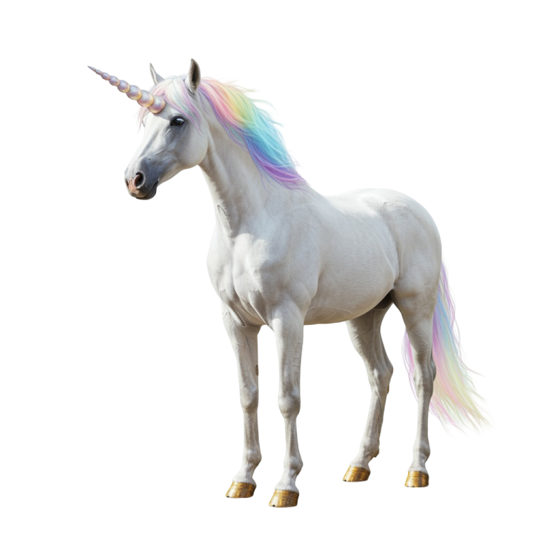 a white unicorn standing on top of a table