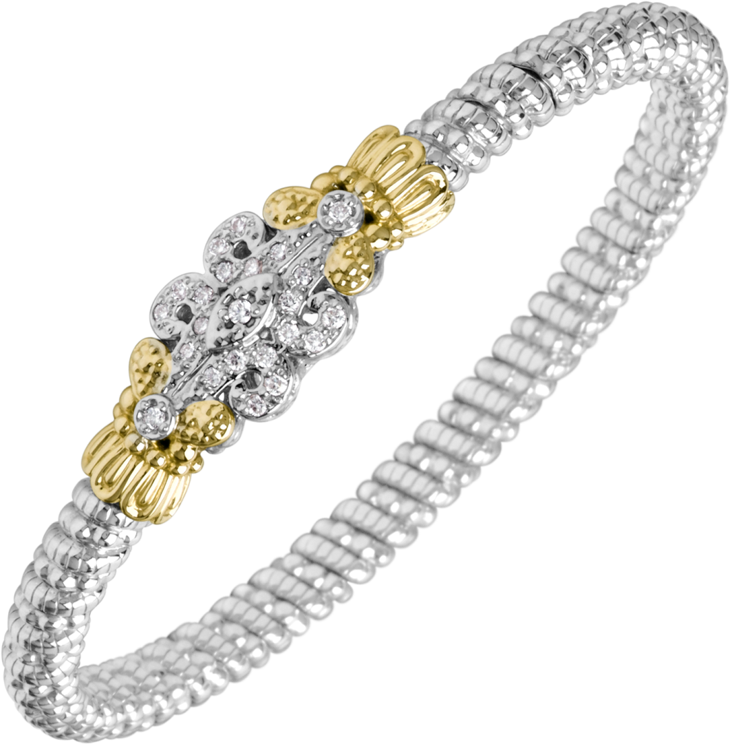 a white and yellow gold bracelet with diamonds