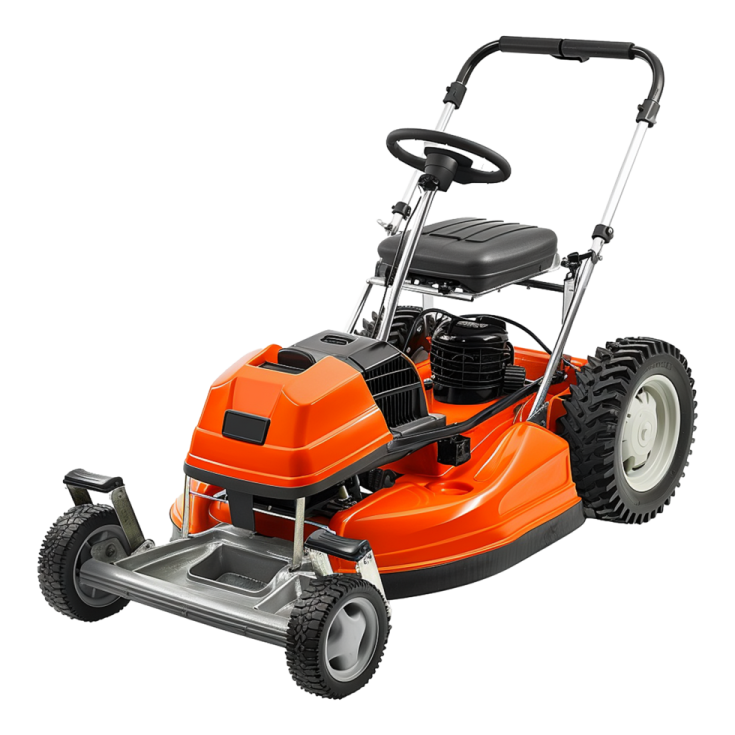 a lawn mower on a white background