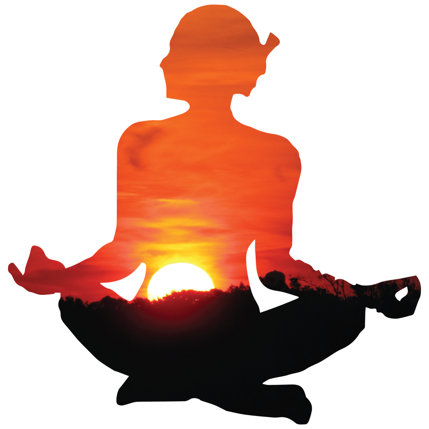 a silhouette of a person doing yoga at sunset