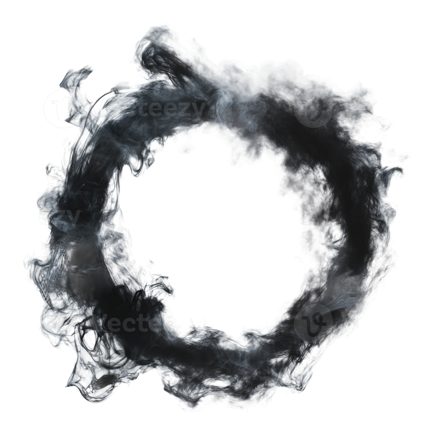 a black smoke ring on a white background