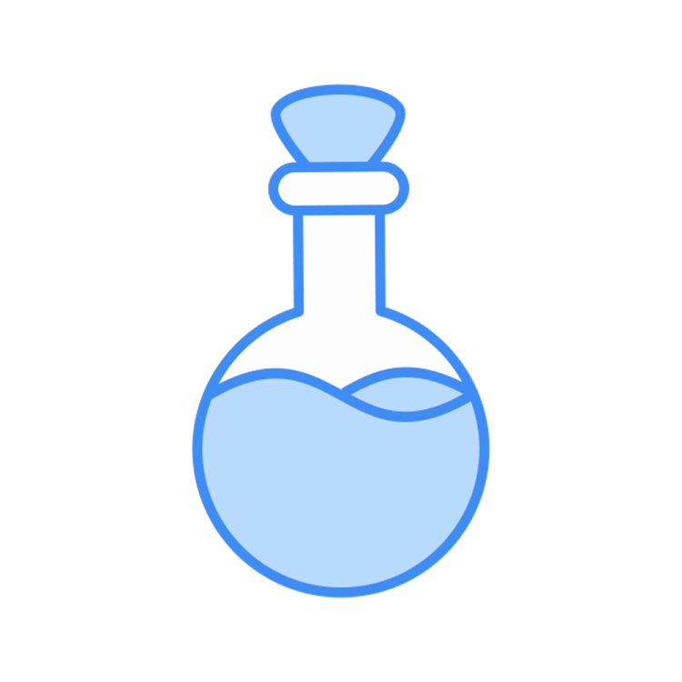 a bottle filled with blue liquid