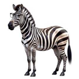 a zebra standing in front of a white background