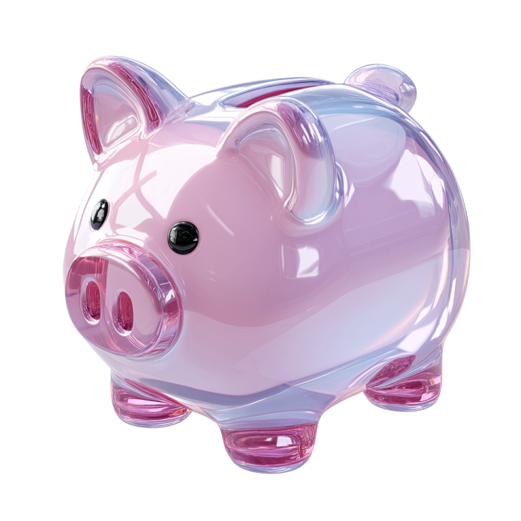 a pink pig shaped glass pig bank