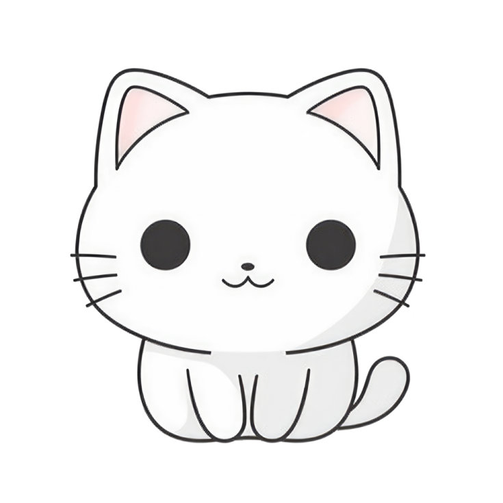 a white cat with black eyes sitting down
