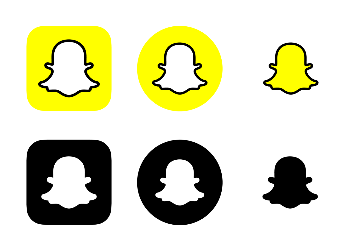 a set of yellow and black social icons