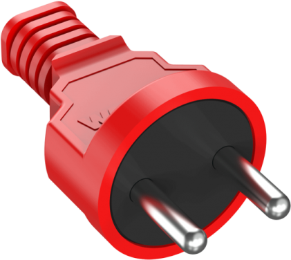 a red and black plug