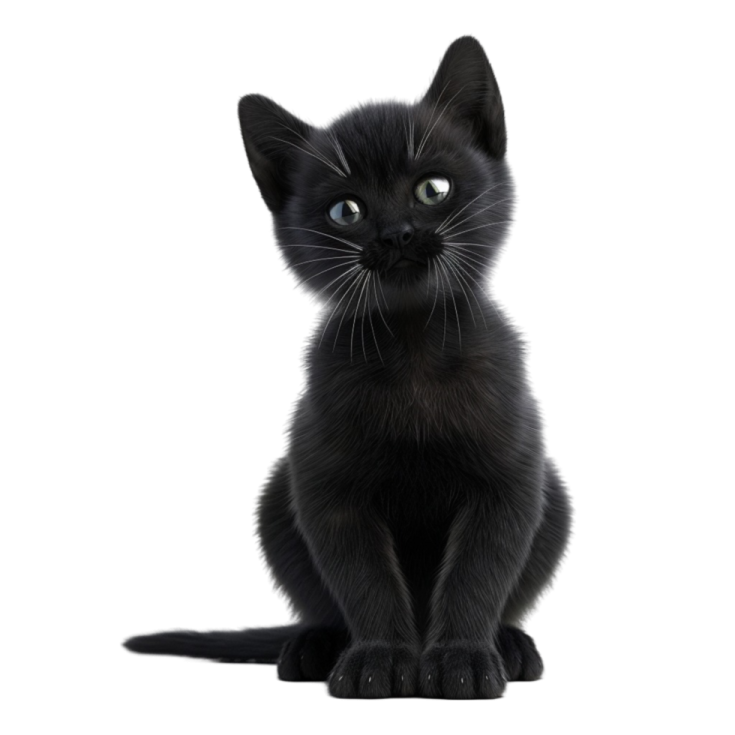black kitten isolated on white background photo
