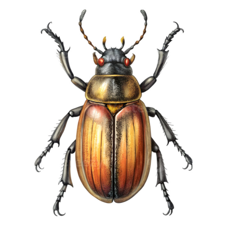 a beetle on a white background