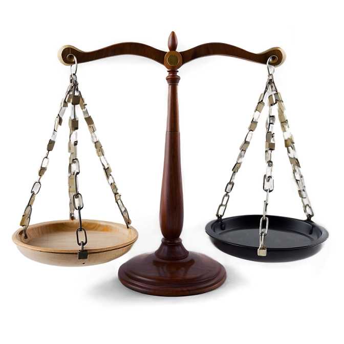 a wooden balance scale with two different scales
