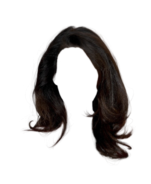 a black wig with long dark hair