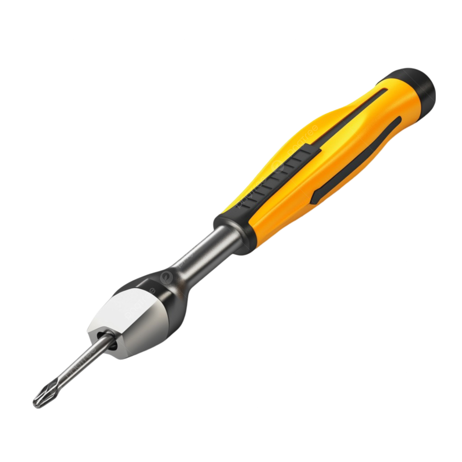 an orange and black drill with a white background