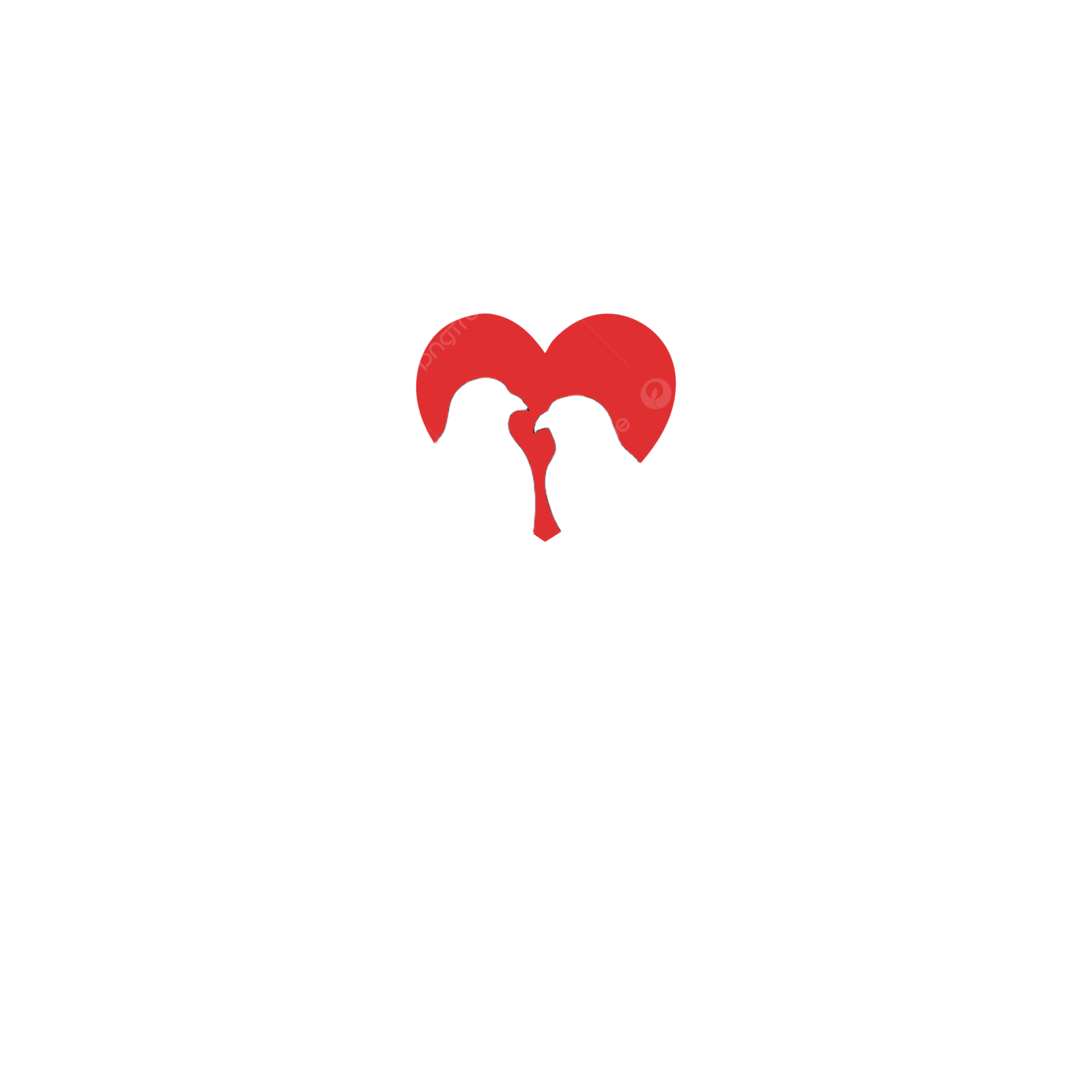 two birds sitting on a branch with a heart in the background