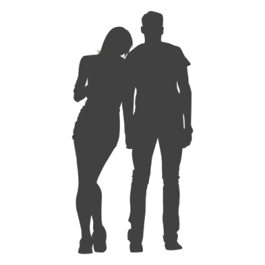 a silhouette of a man and woman holding hands