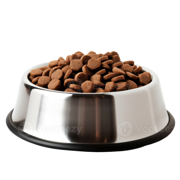 a bowl of dry food on a white background
