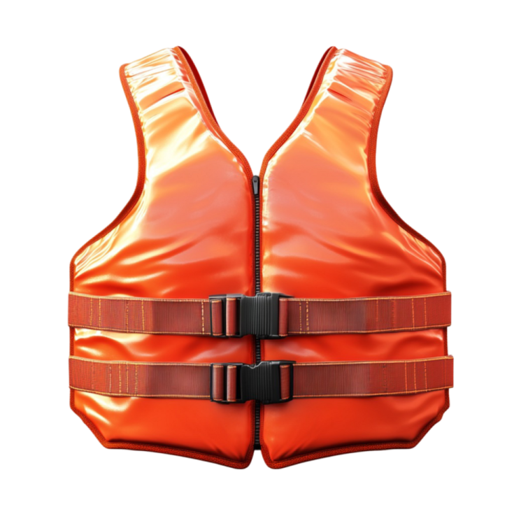 an orange life vest on a white background