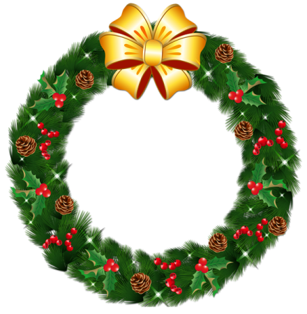 a christmas wreath with holly and pine cones