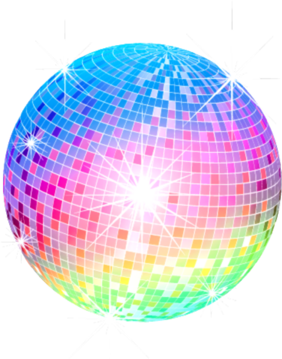 a colorful disco ball on a white background
