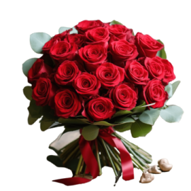 a bouquet of red roses
