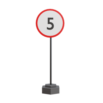 a traffic sign with the number 5 on it