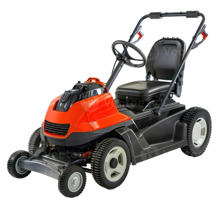 a lawn mower on a white background