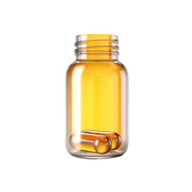 a glass jar filled with pills