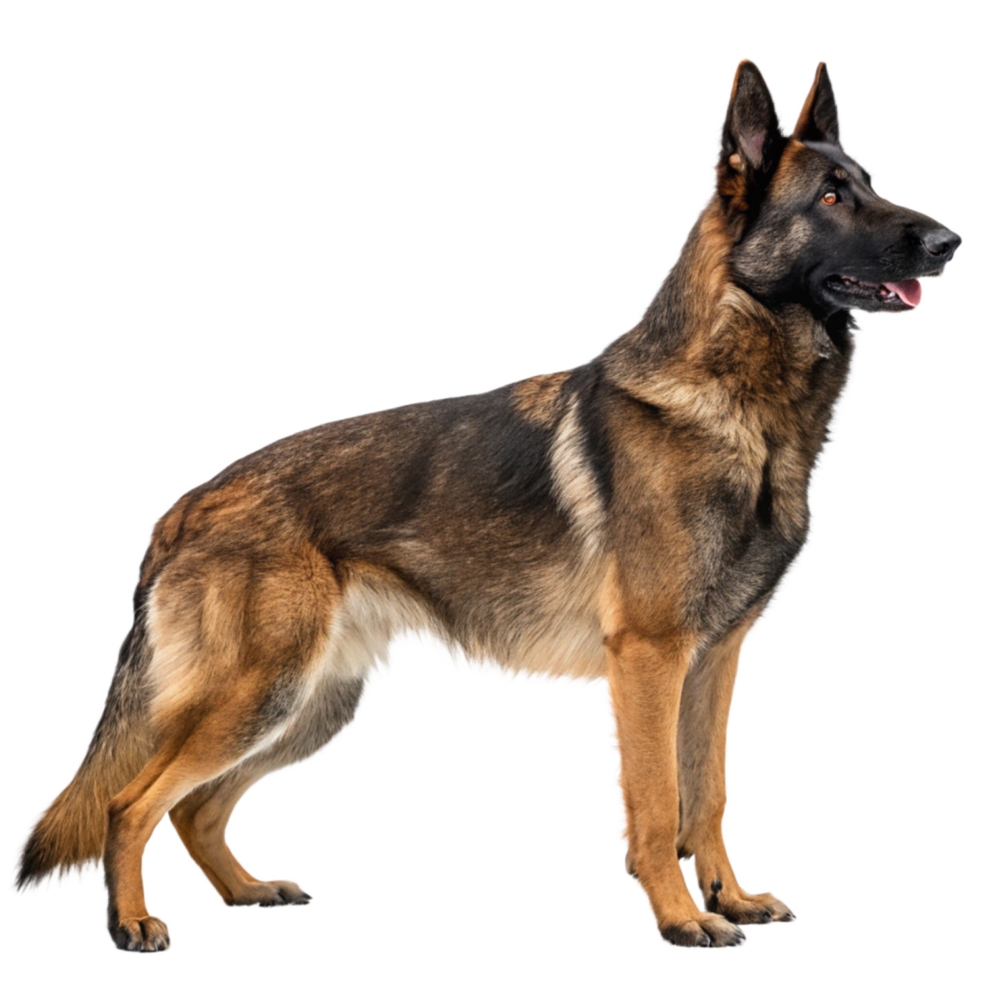 a german shepherd dog standing on a white background