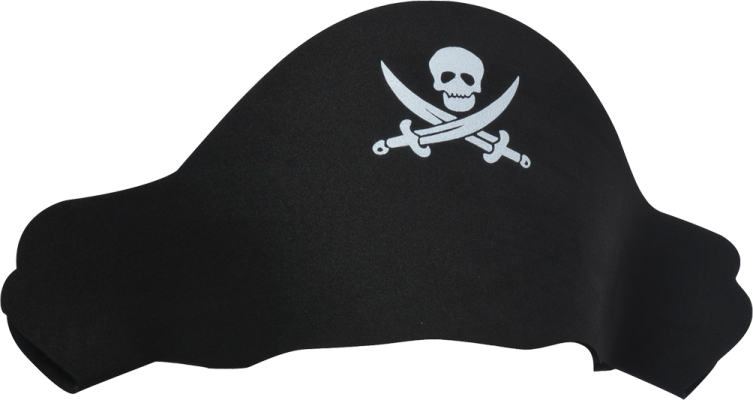 a pirate hat with a skull and crossed swords