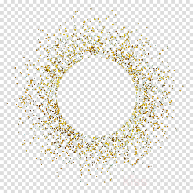 a circle of gold glitters on a transparent background