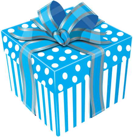 a blue gift box with a bow