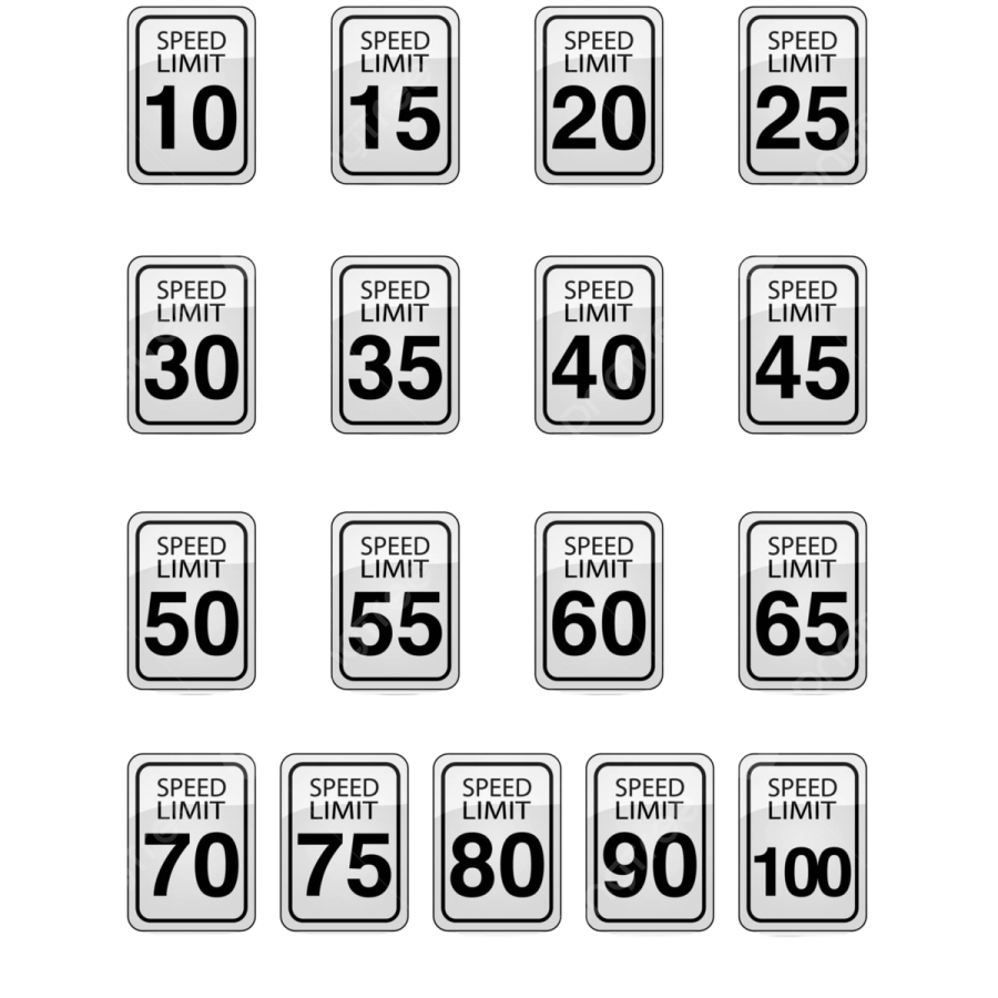 a set of speed limit signs on white background