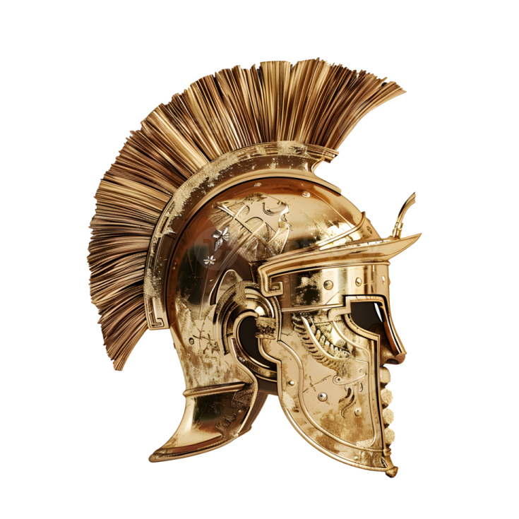 a roman helmet on a white background