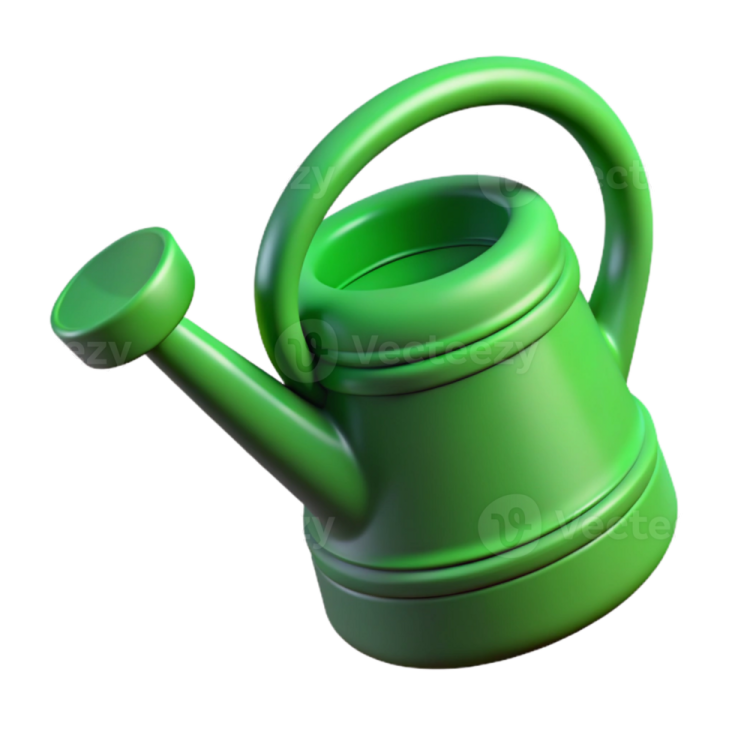 a green watering pot with a handle