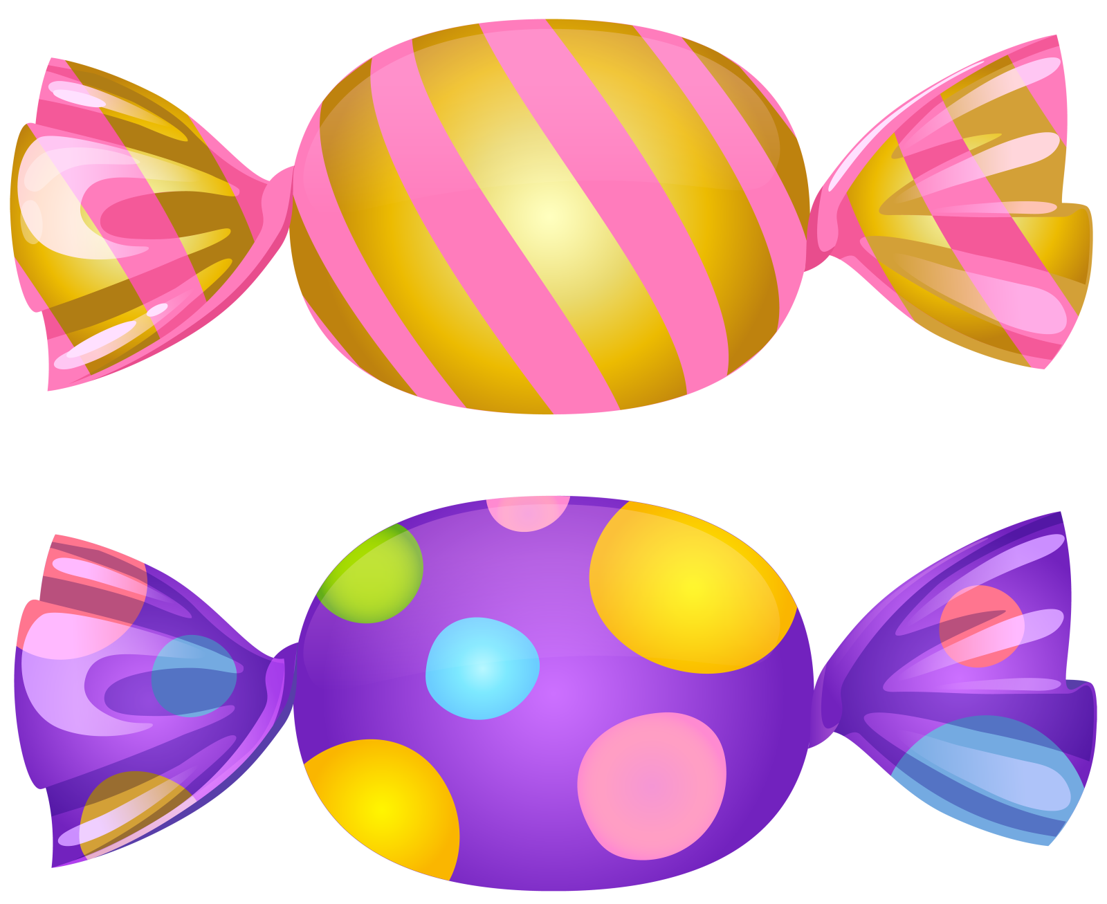 a set of three candys in different colors