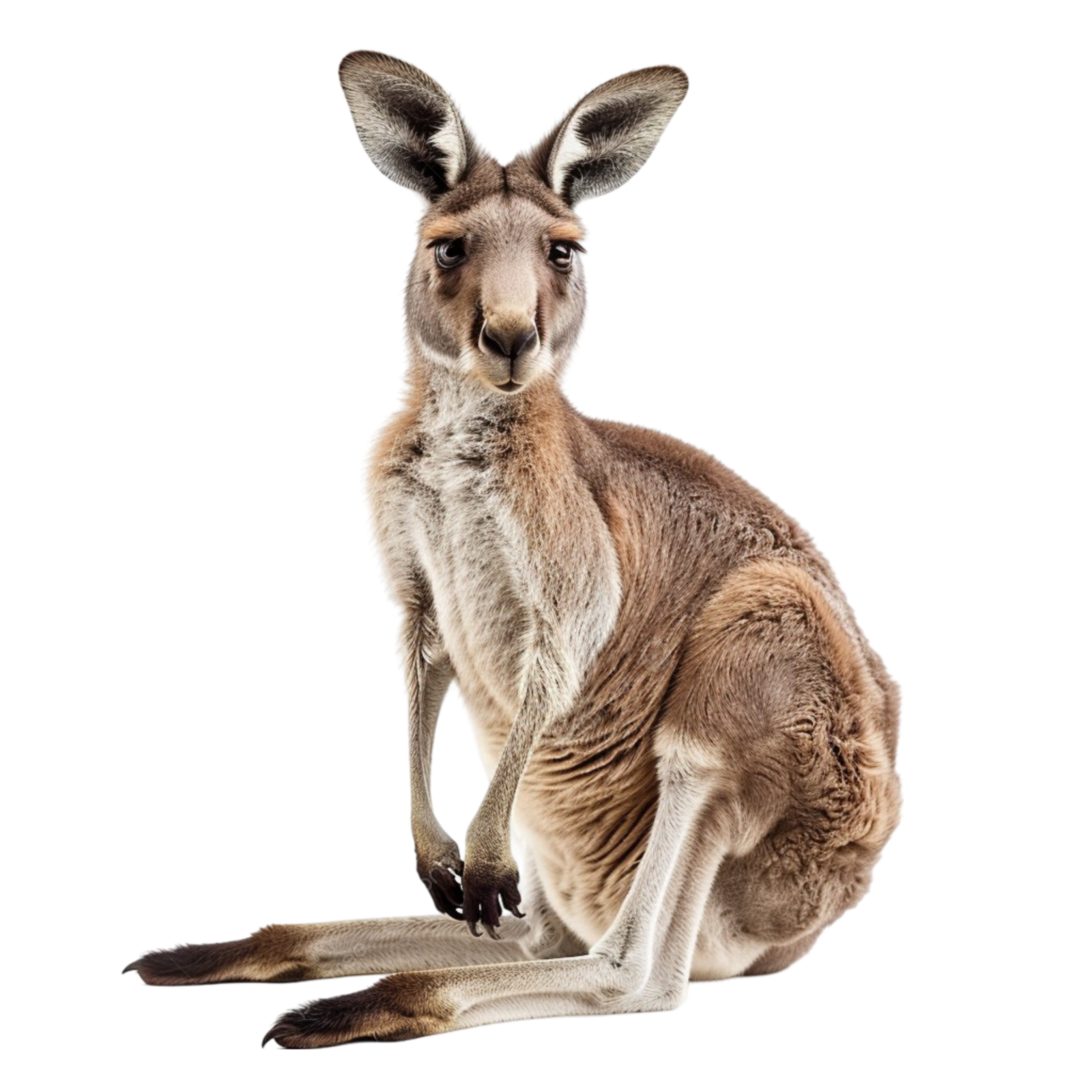 a kangaroo sitting on top of a white background