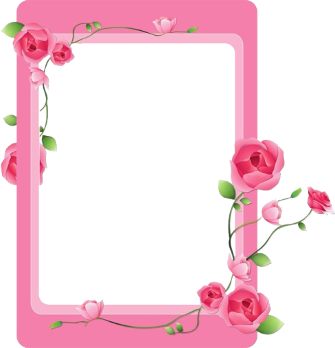 a pink frame with roses on it