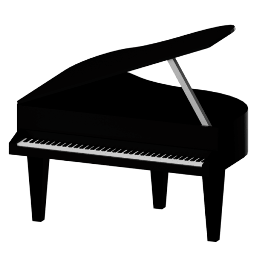 a black piano on a white background