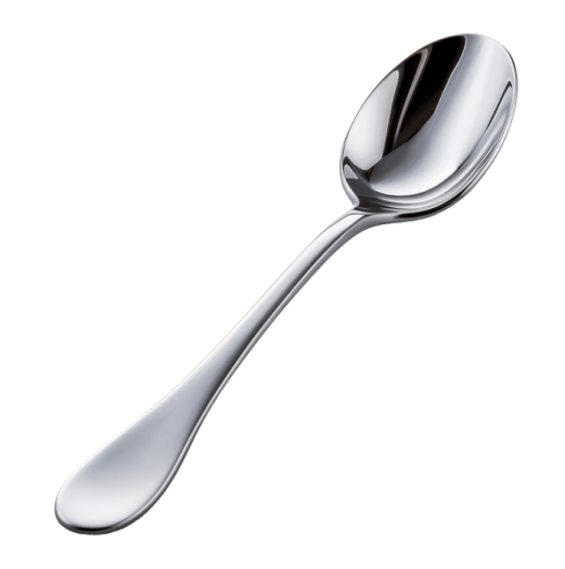 a silver spoon on a white background