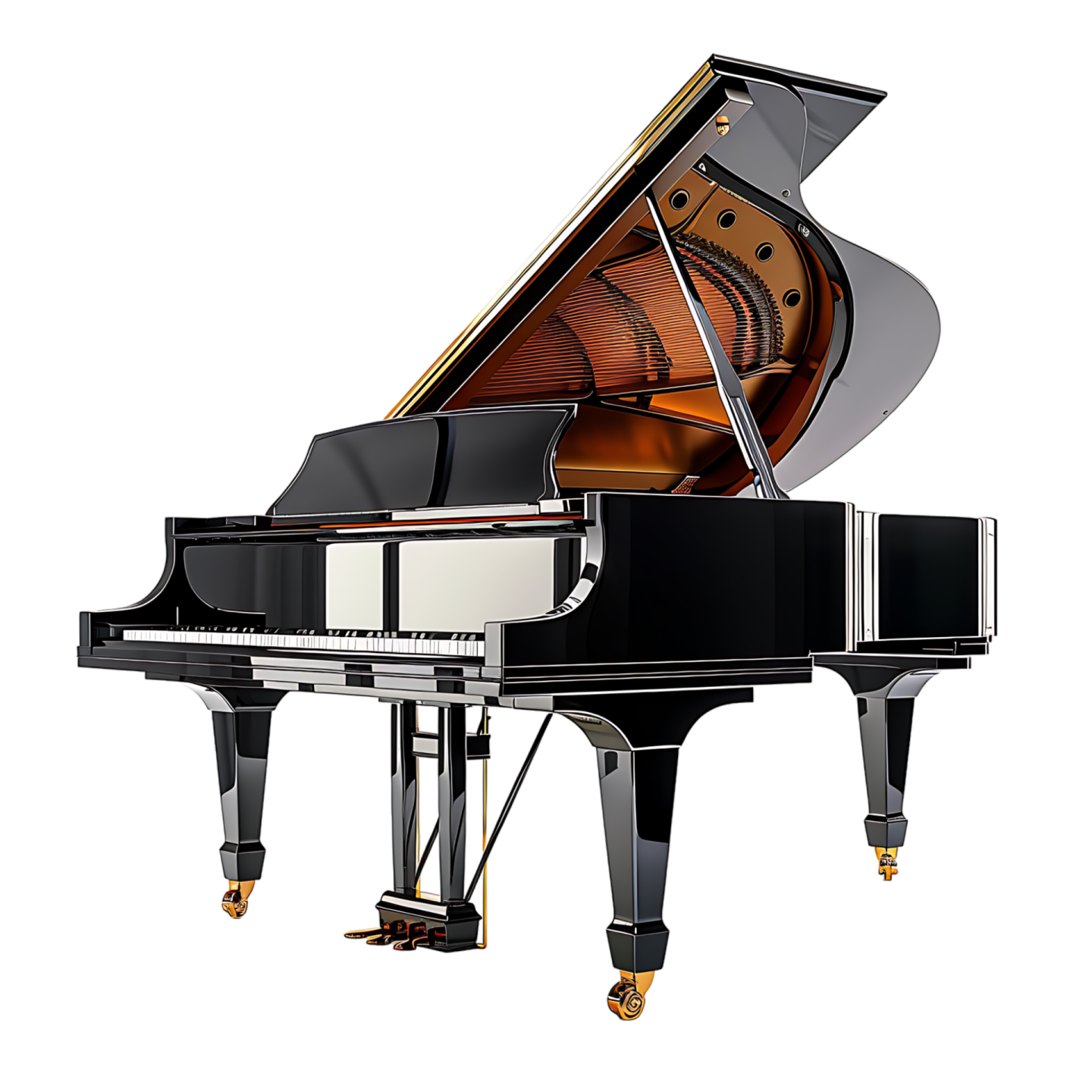 a grand piano on a white background