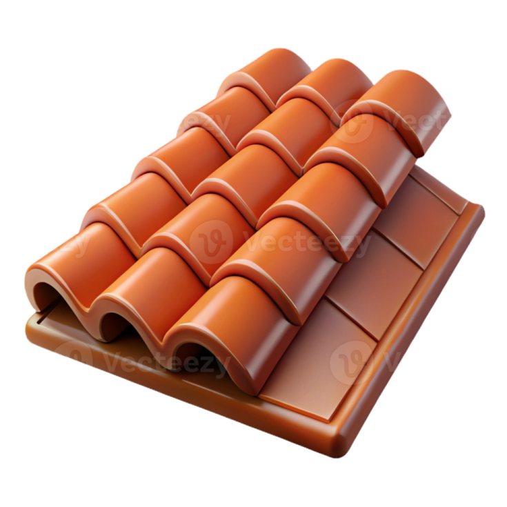 an orange roof tile on a white background