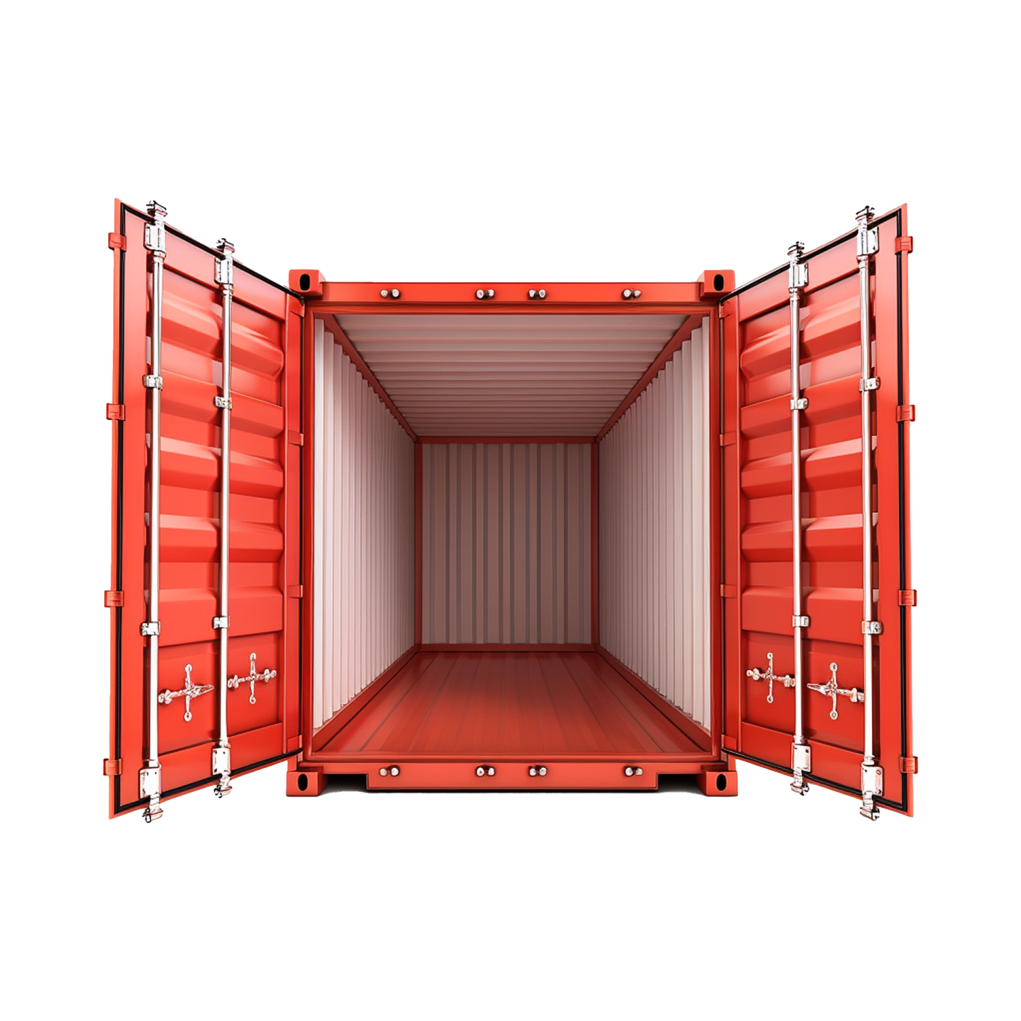 a red shipping container on a white background
