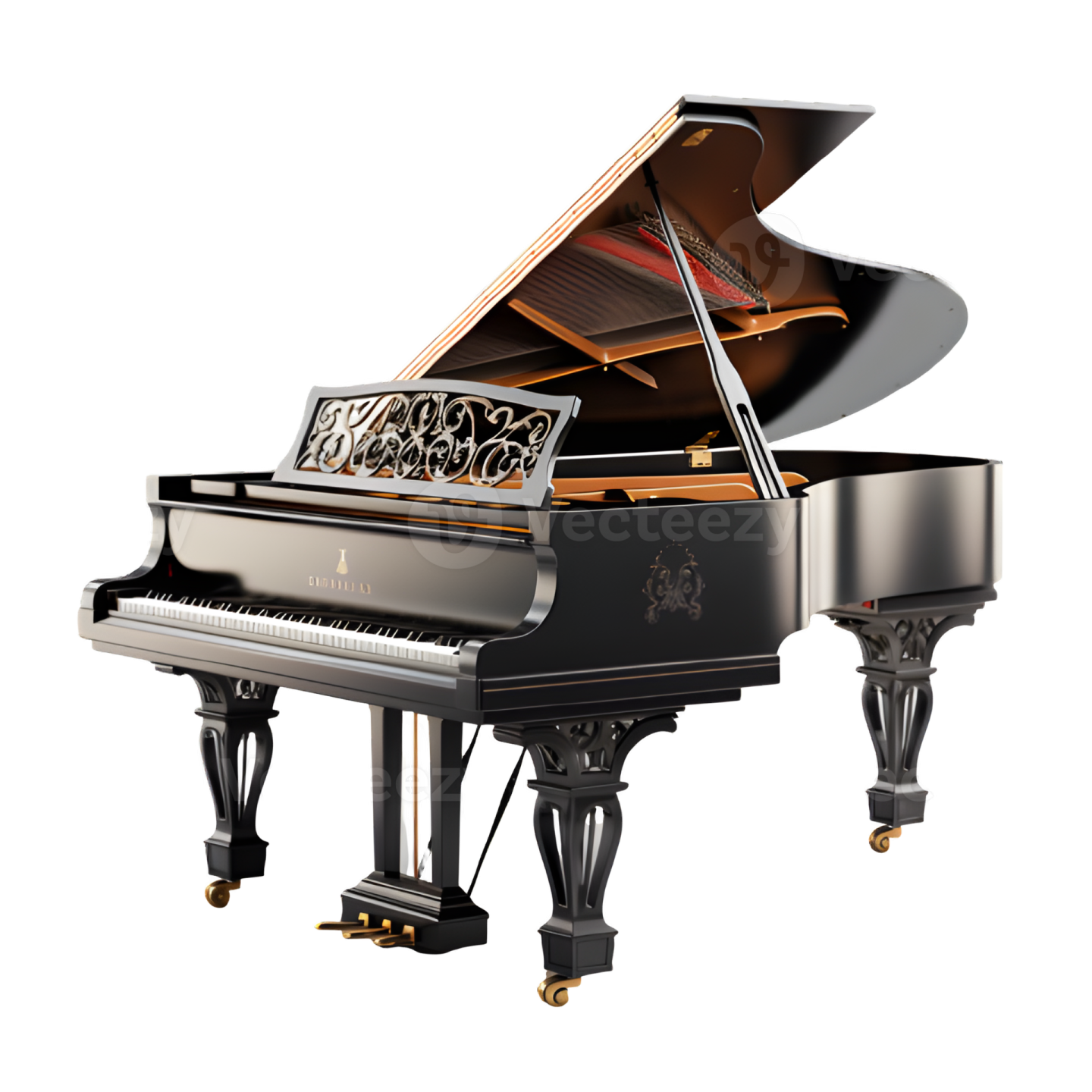 a grand piano on a white background