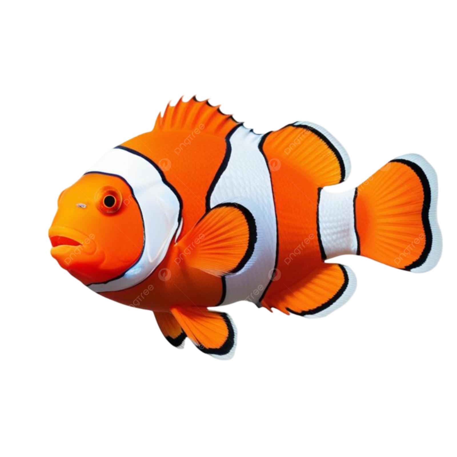 an orange clown fish on a white background
