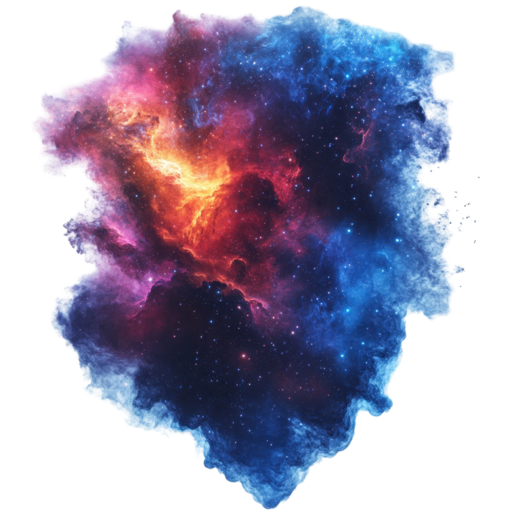 a blue and red nebula in the shape of a heart