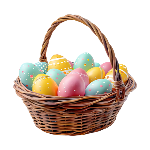 a basket full of colorful easter eggs