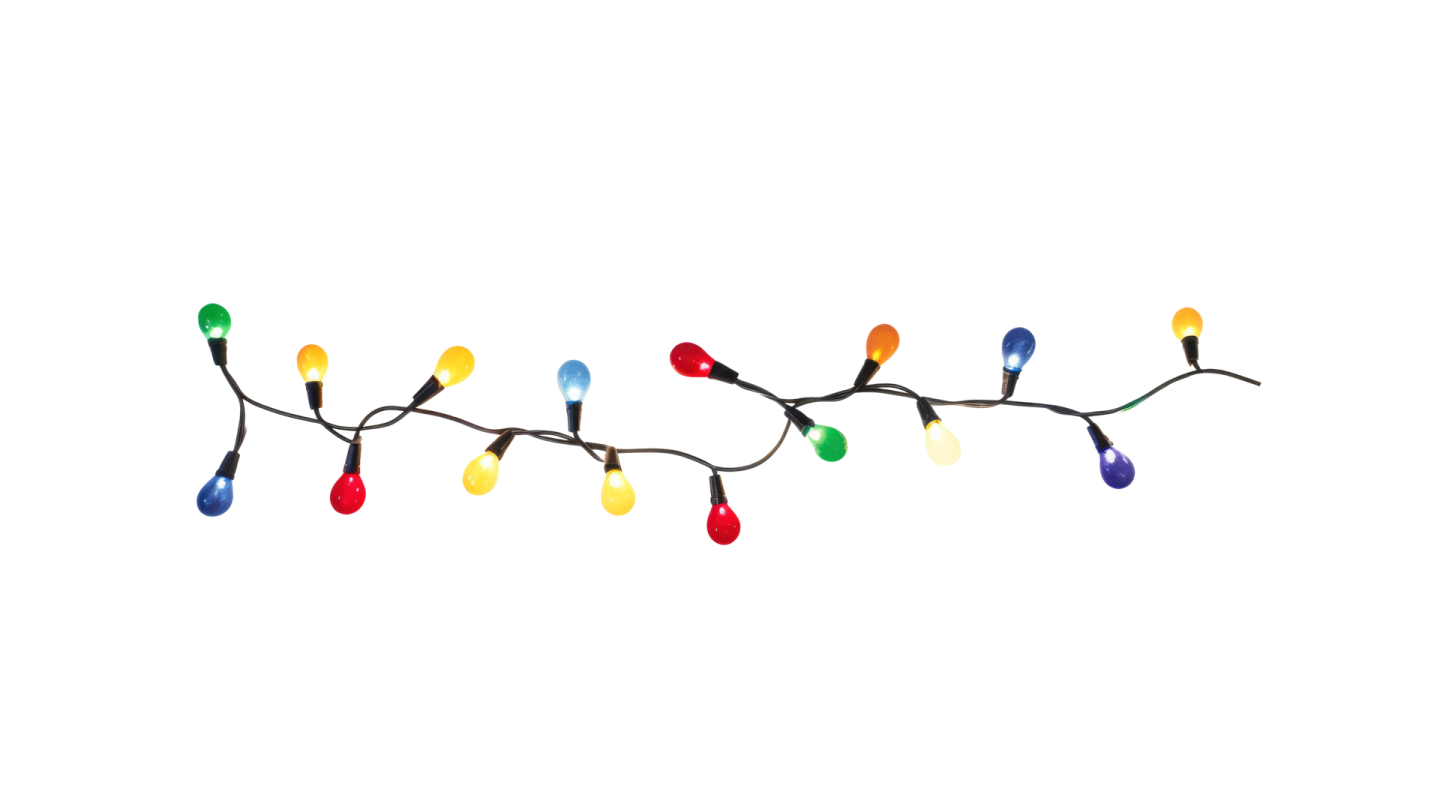 a string of lights on a white background